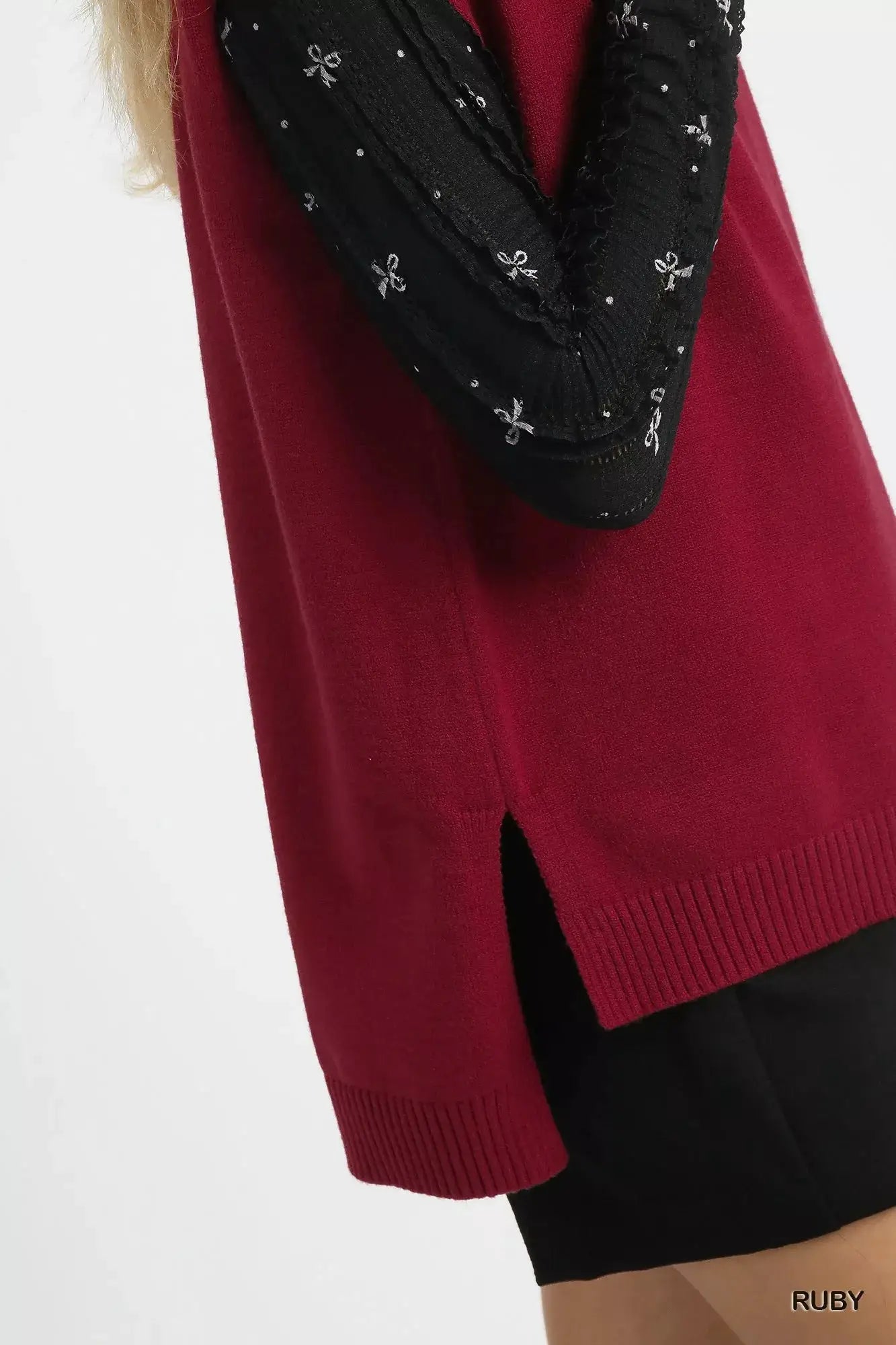 Umgee High-Low Turtleneck Sleeveless Sweater Top by Trendsi