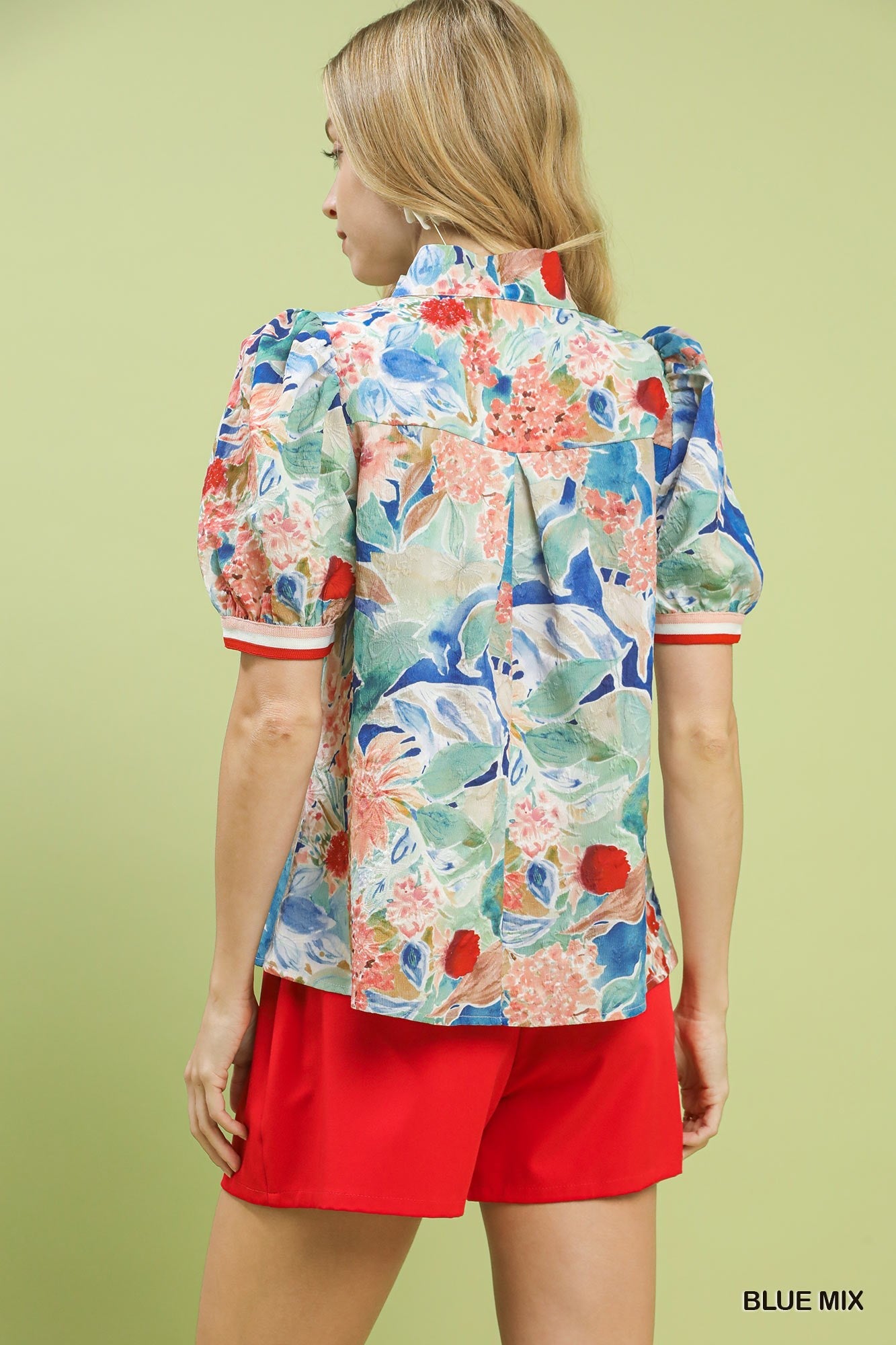 Umgee Jacquard Bloomscape Print Top - Bitsy Gypsy Boutique