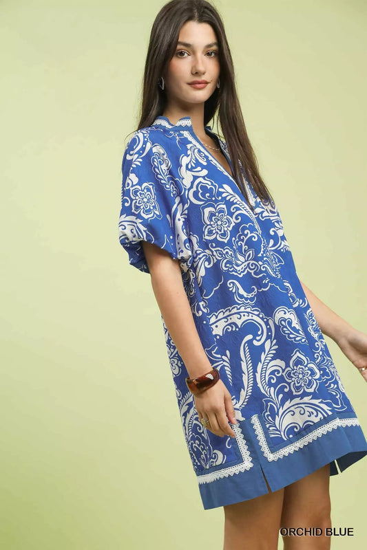 Umgee Jacquard Two Tone Mini Dress - Bitsy Gypsy Boutique