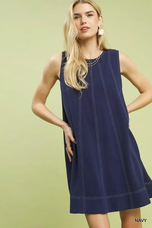 Umgee Linen Sleeveless Swing Dress - Bitsy Gypsy Boutique