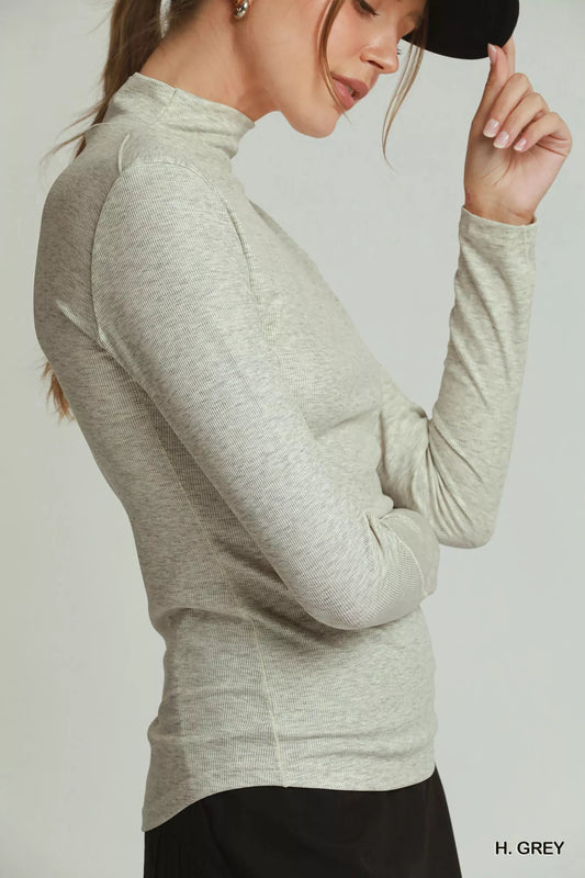 Umgee Long Sleeve Mock Neck Top - Bitsy Gypsy Boutique