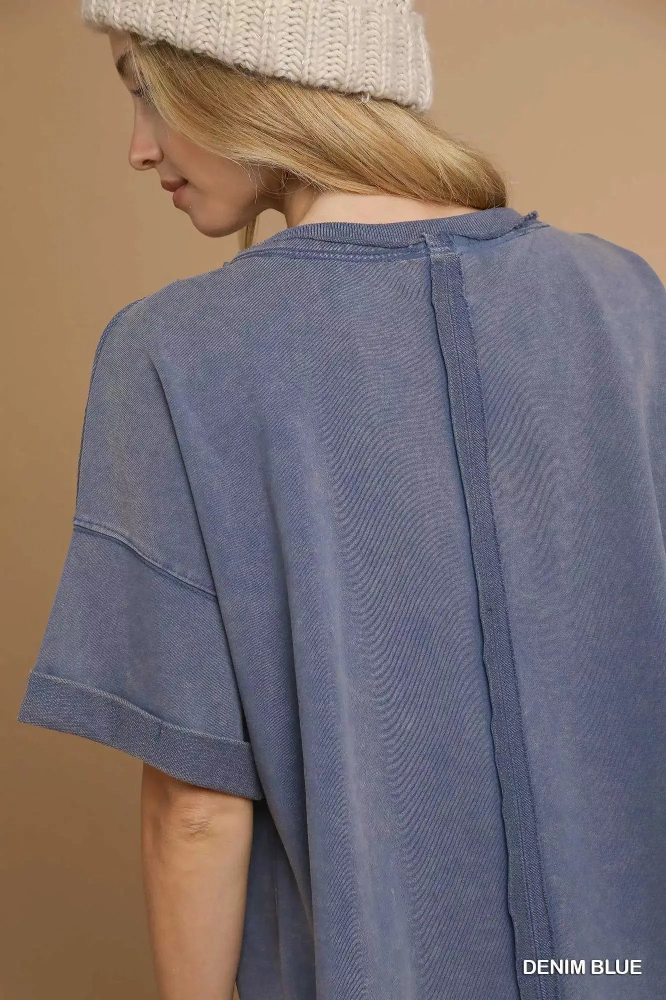 Umgee Mineral Wash Round Neck Top by Trendsi