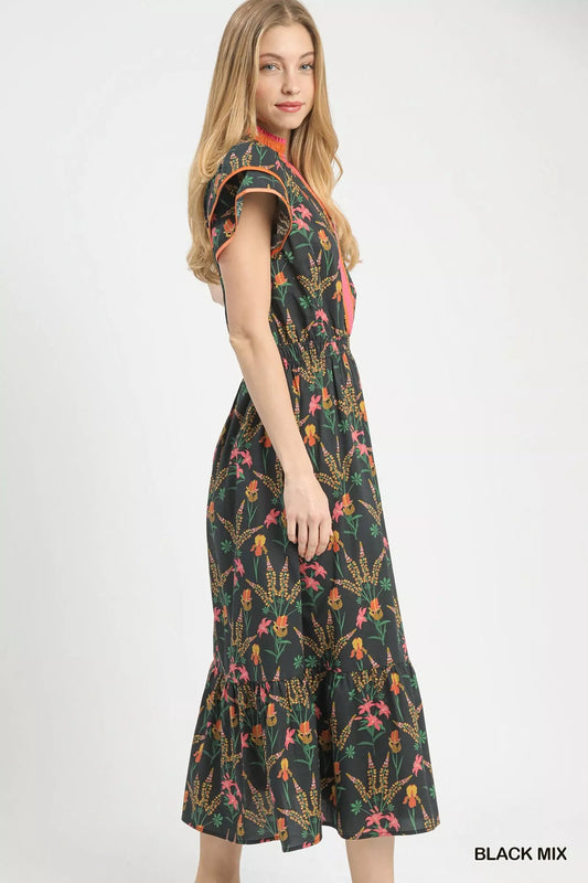 Umgee Mix Floral Midi Dress - Bitsy Gypsy Boutique