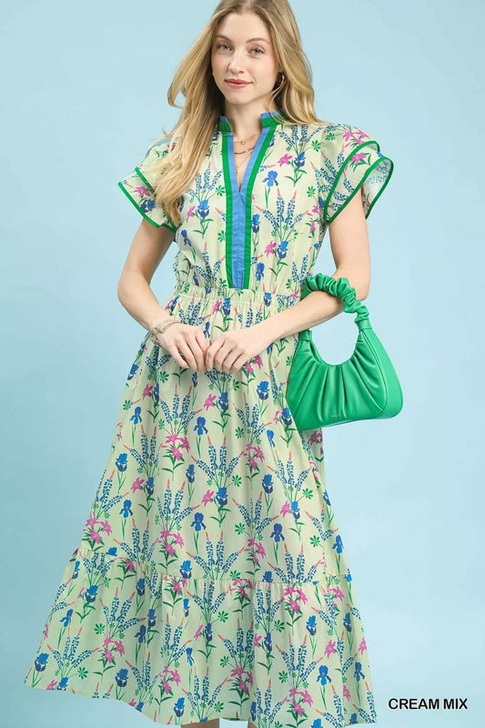 Umgee Mix Floral Midi Dress - Bitsy Gypsy Boutique