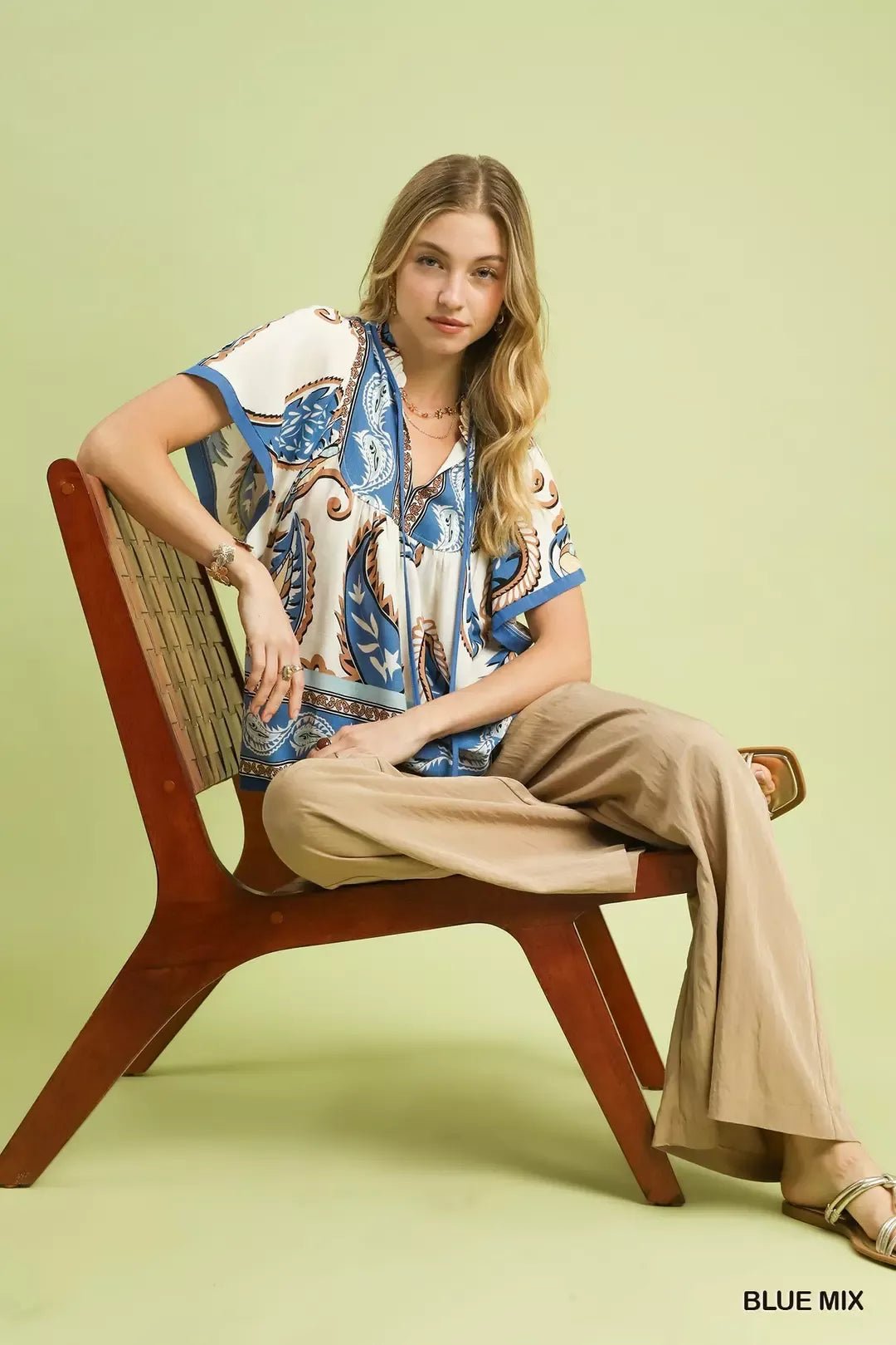 Umgee Mix Paisley Border Print Tassel Top - Bitsy Gypsy Boutique