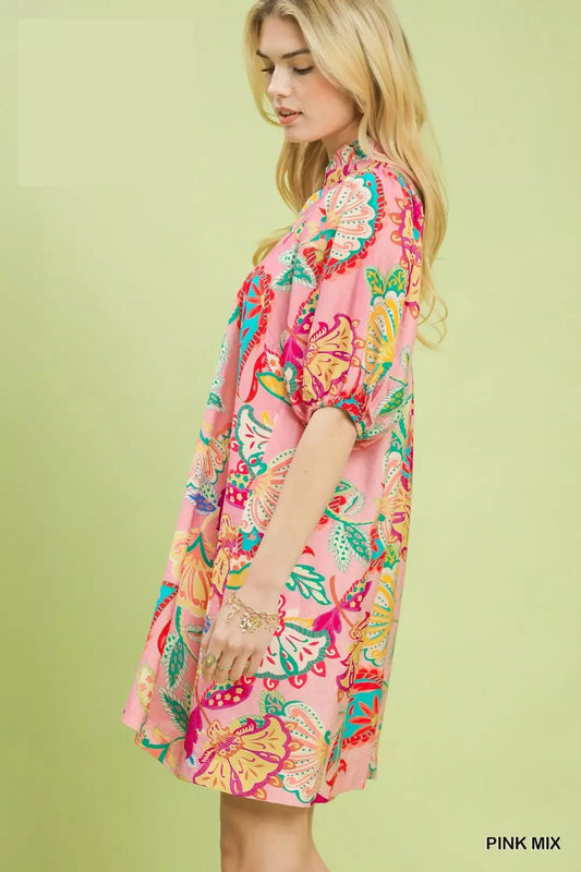 Umgee Paisley Print Mini Dress - Bitsy Gypsy Boutique