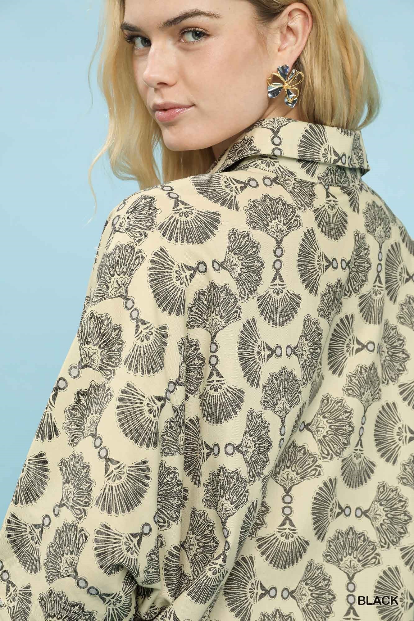 Umgee Printed Button Down Shirt - Bitsy Gypsy Boutique