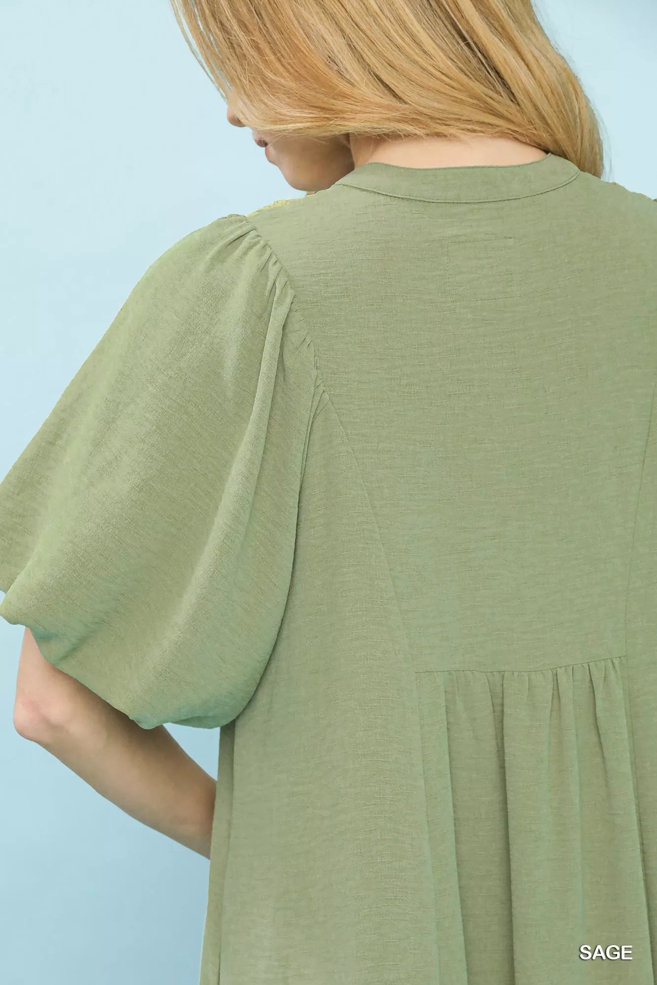 Umgee Puff Sleeve Midi Dress with Lace Detail - Bitsy Gypsy Boutique