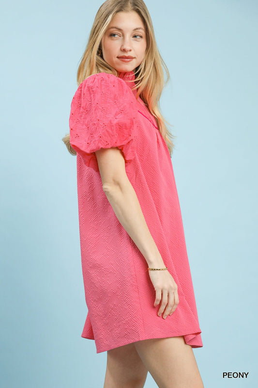 Umgee Puff Sleeve Textured Babydoll Dress - Bitsy Gypsy Boutique