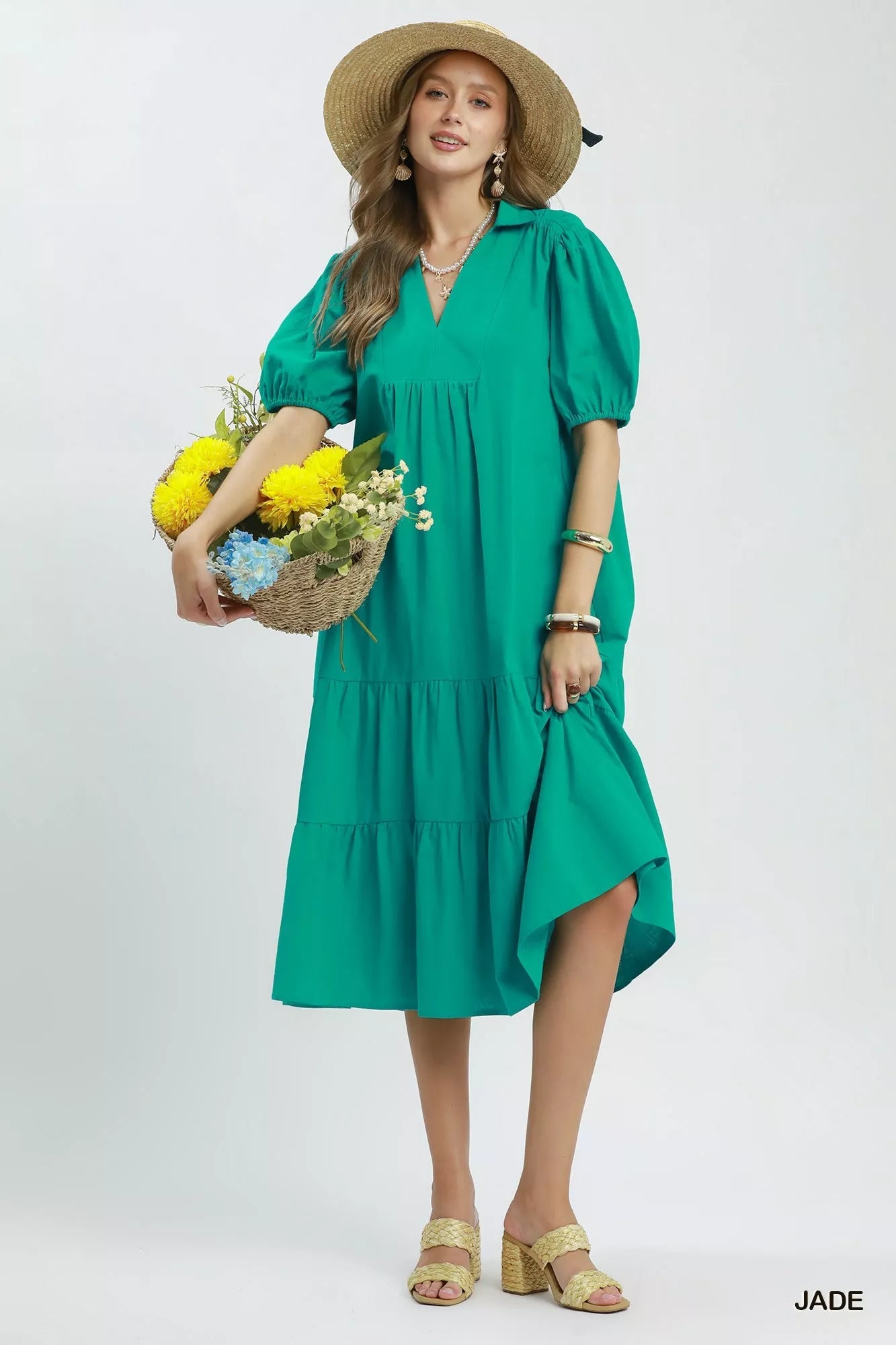 Umgee Solid Tiered Midi Dress - Bitsy Gypsy Boutique