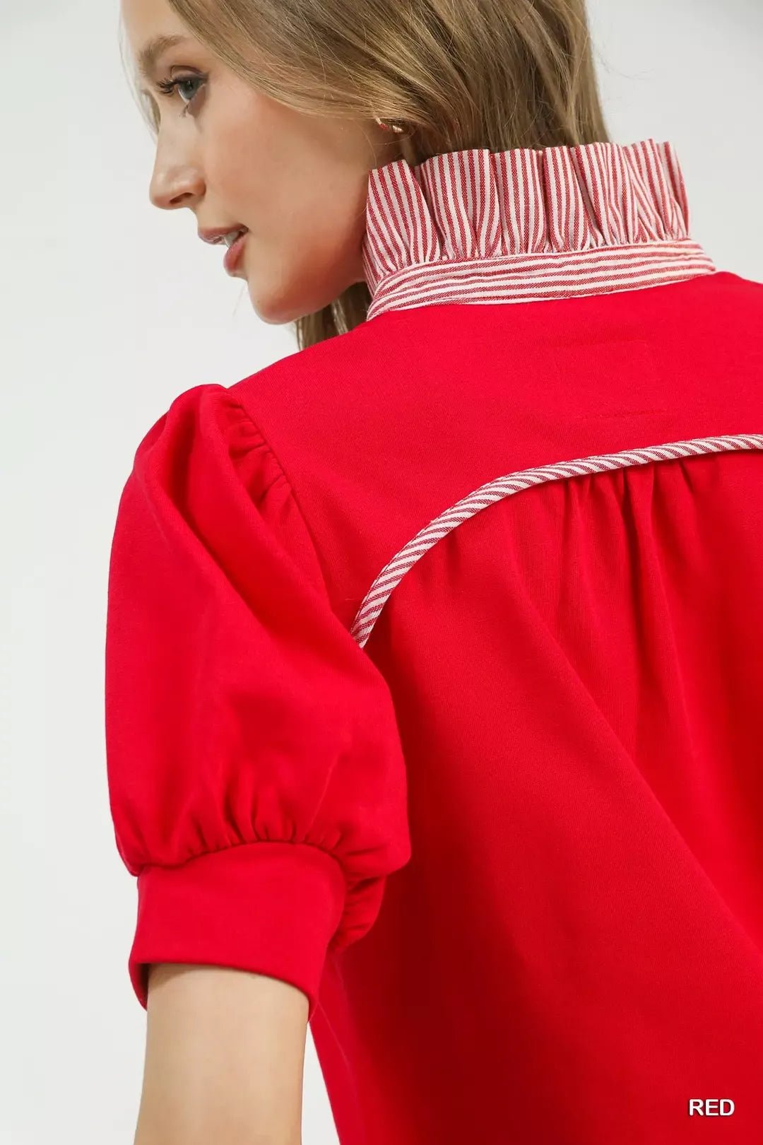 Umgee Striped Collar Popover Top - Bitsy Gypsy Boutique