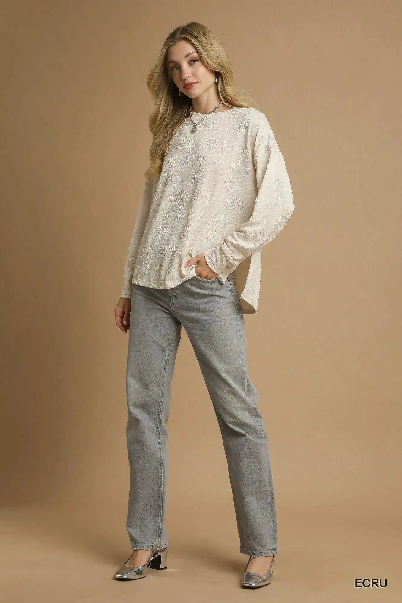 Umgee Textured Knit Long Sleeve Top by Trendsi