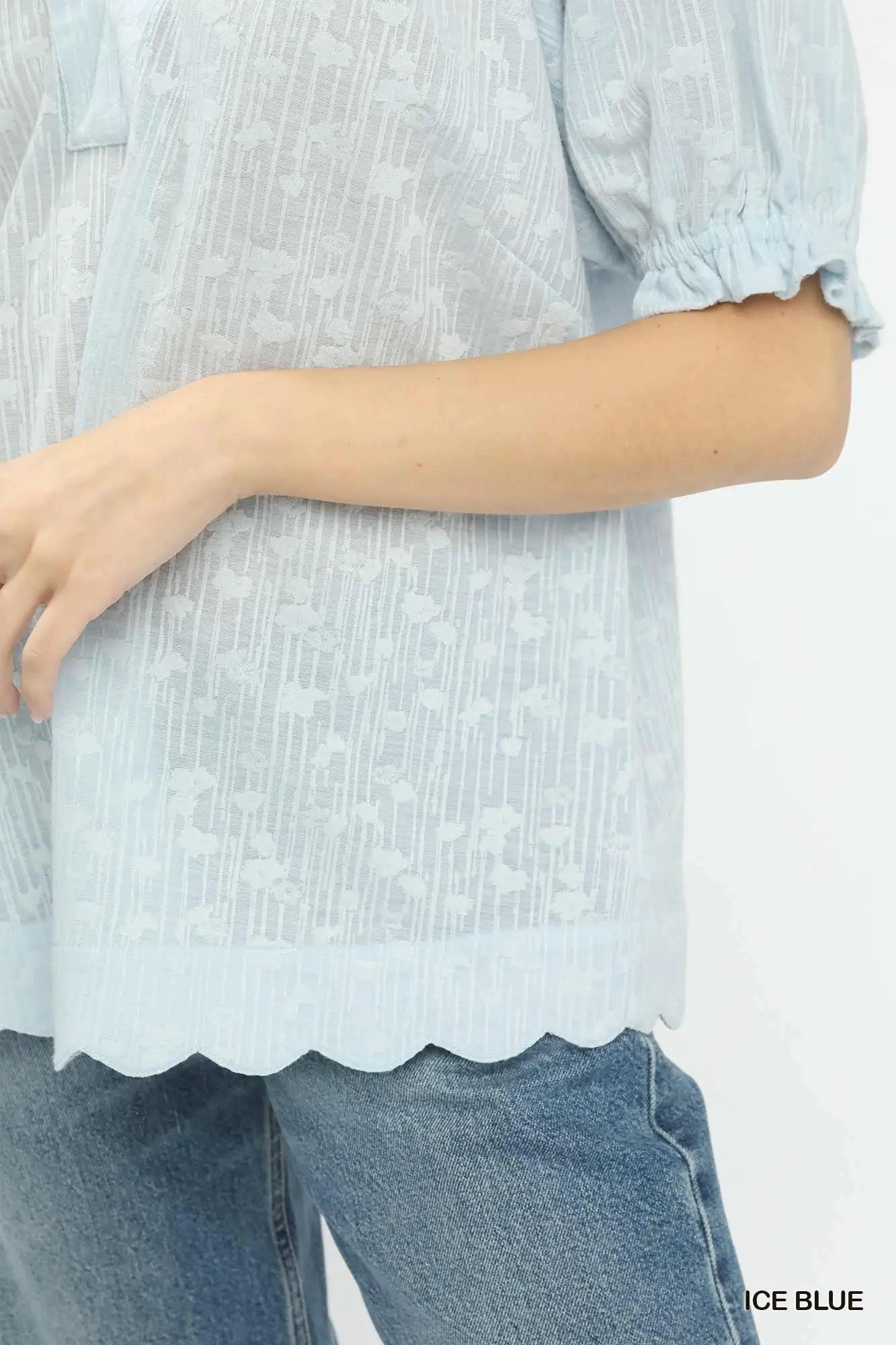 Umgee Textured Pintuck Blouse by Trendsi