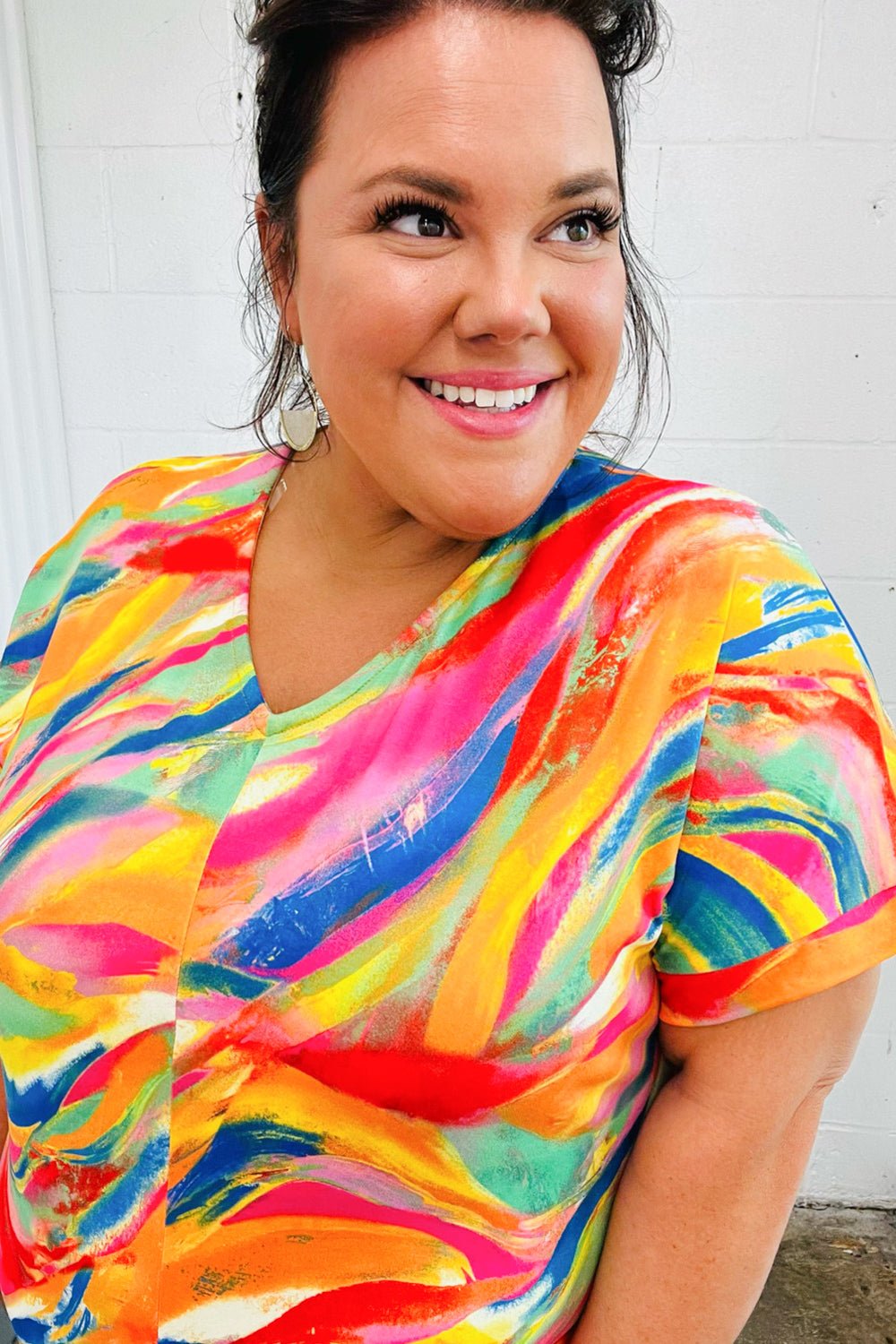 Watercolor Paint Strokes V Neck Top - Bitsy Gypsy Boutique