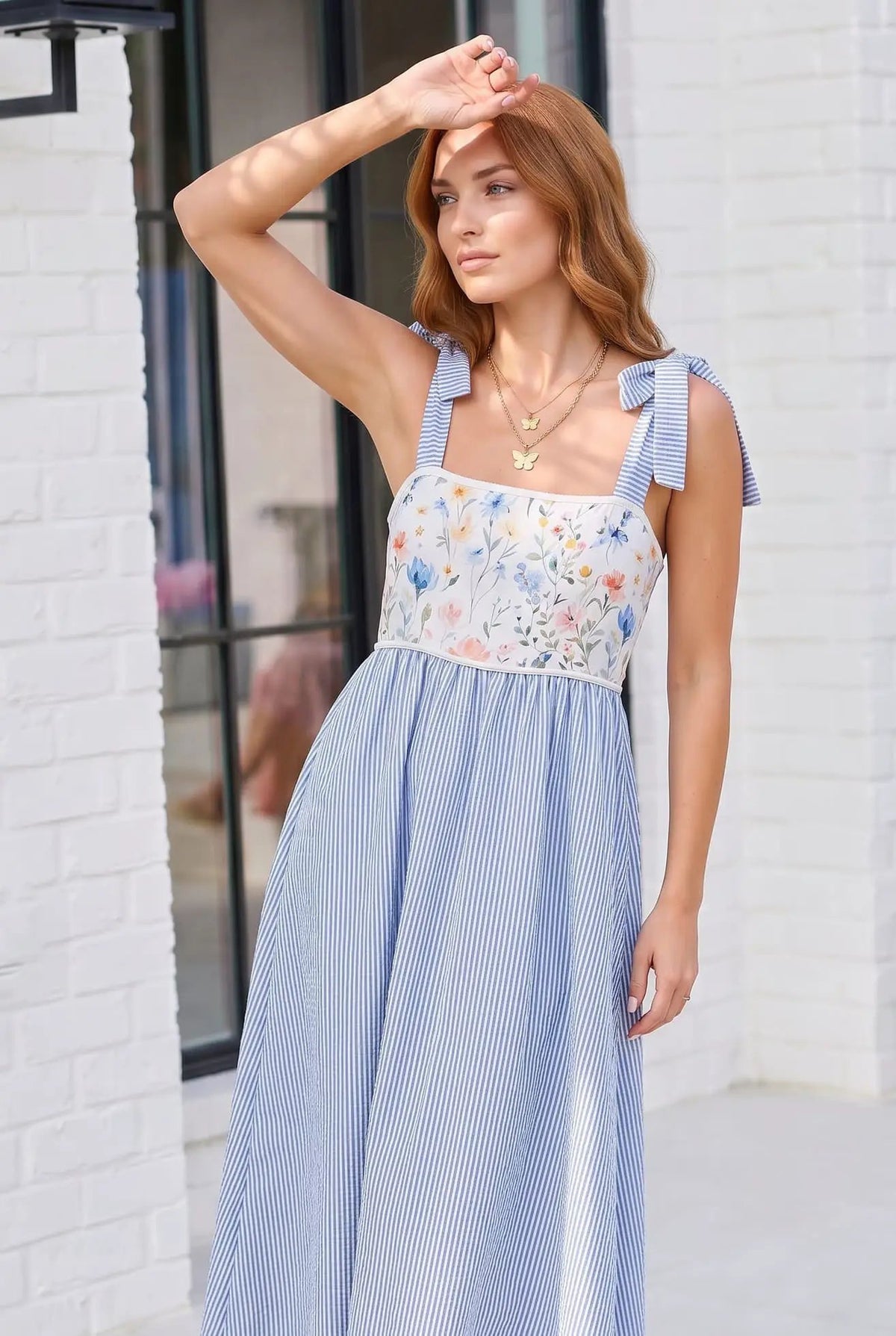 Wildflower Wishes Striped Midi Dress by Haptics