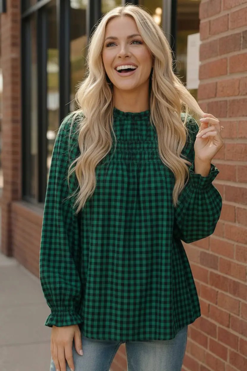 Wildwood Check Green Smock by Haptics