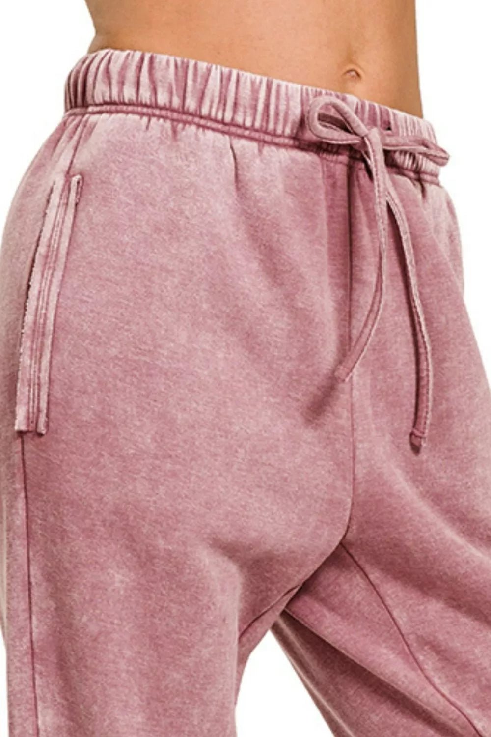 Zenana Acid Wash Fleece Sweatpants with Pockets - Bitsy Gypsy Boutique