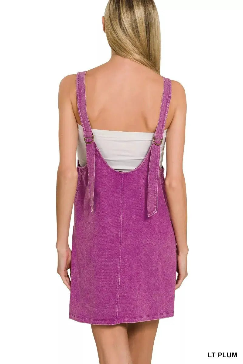 Zenana Acid Washed Overall Knit Mini Dress by Trendsi