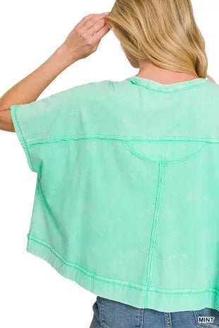 Zenana Acid Washed Round Neck Short Sleeve Oversized T-Shirt - Bitsy Gypsy Boutique