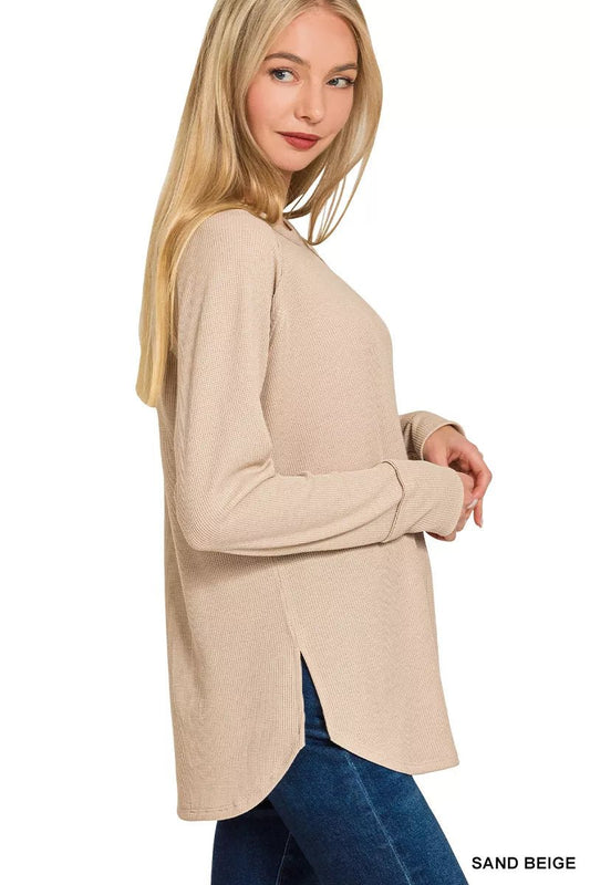 Zenana Baby Waffle Long Sleeve Top - Bitsy Gypsy Boutique