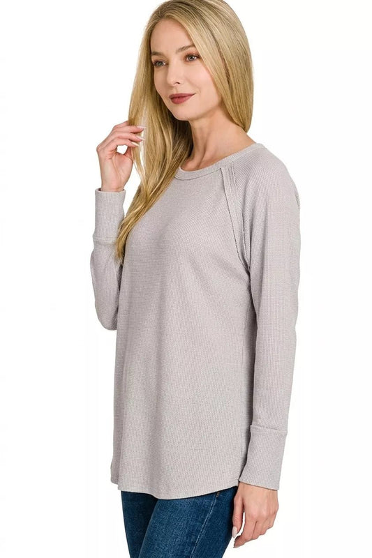 Zenana Baby Waffle Long Sleeve Top - Bitsy Gypsy Boutique