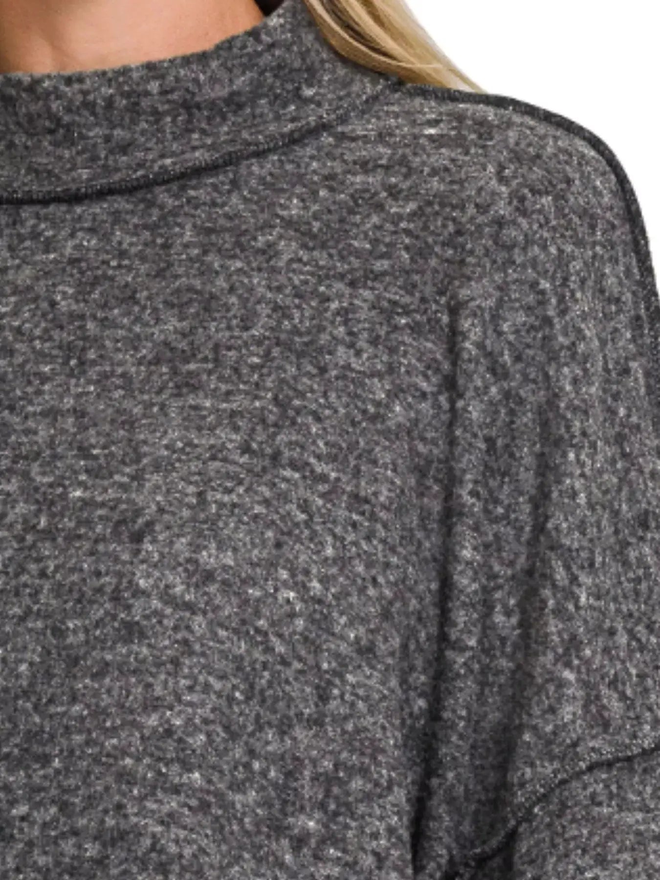 Zenana Brushed Melange Hacci Cropped Sweater by Trendsi