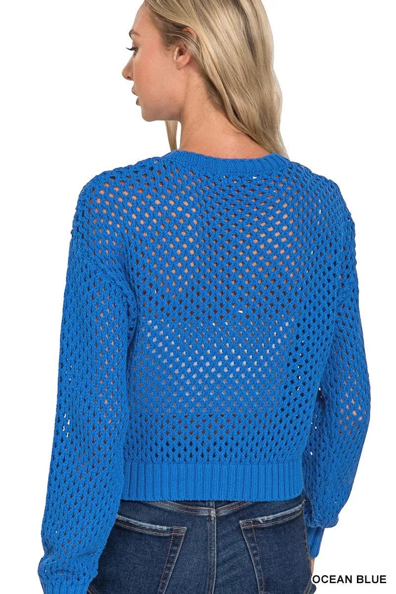 Zenana Button Down Lightweight Crochet Cardigan Sweater - Bitsy Gypsy Boutique