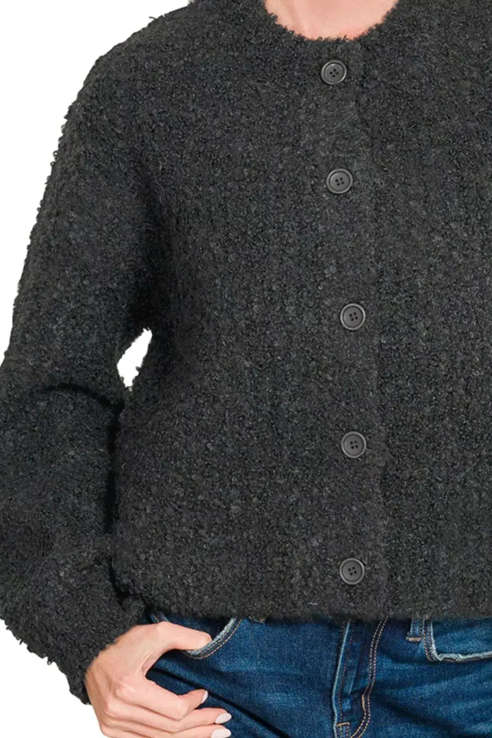 Zenana Button Down Wool Cardigan Sweater by Trendsi