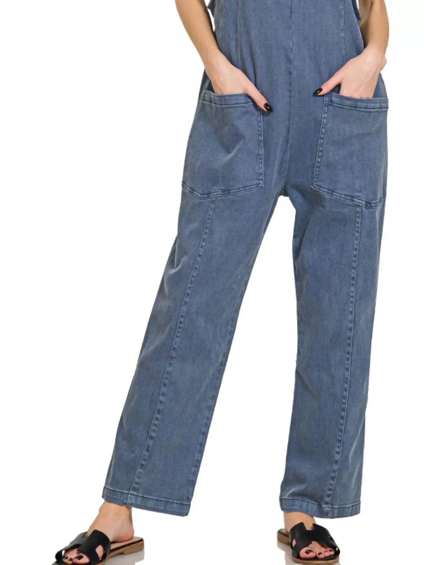 Zenana Casual Adjustable Strap Baggy Jumpsuit With Pocket by Trendsi