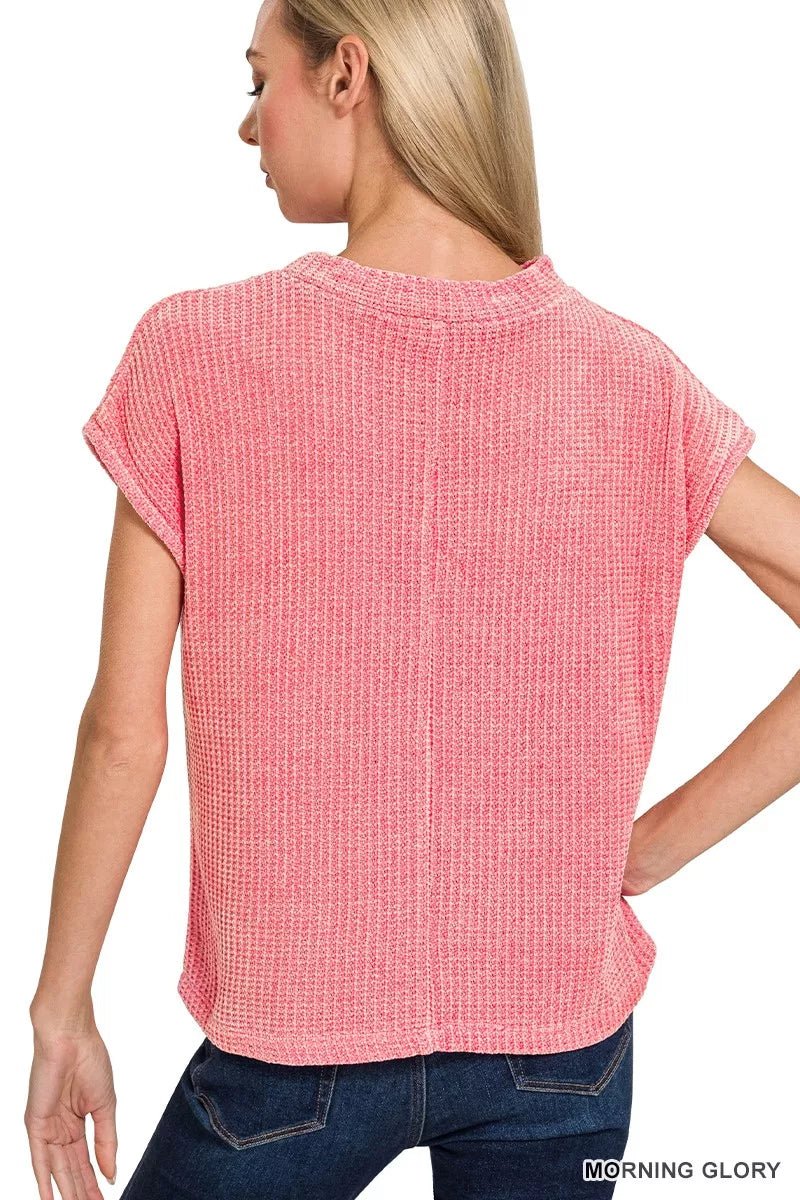 Zenana Chenille Waffle Short Sleeve Sweater - Bitsy Gypsy Boutique