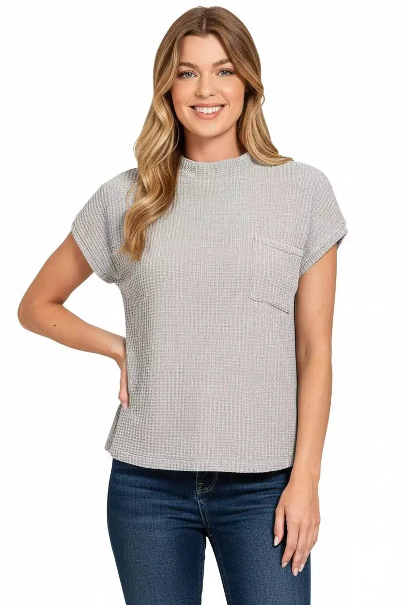 Zenana Chenille Waffle Short Sleeve Sweater by Trendsi