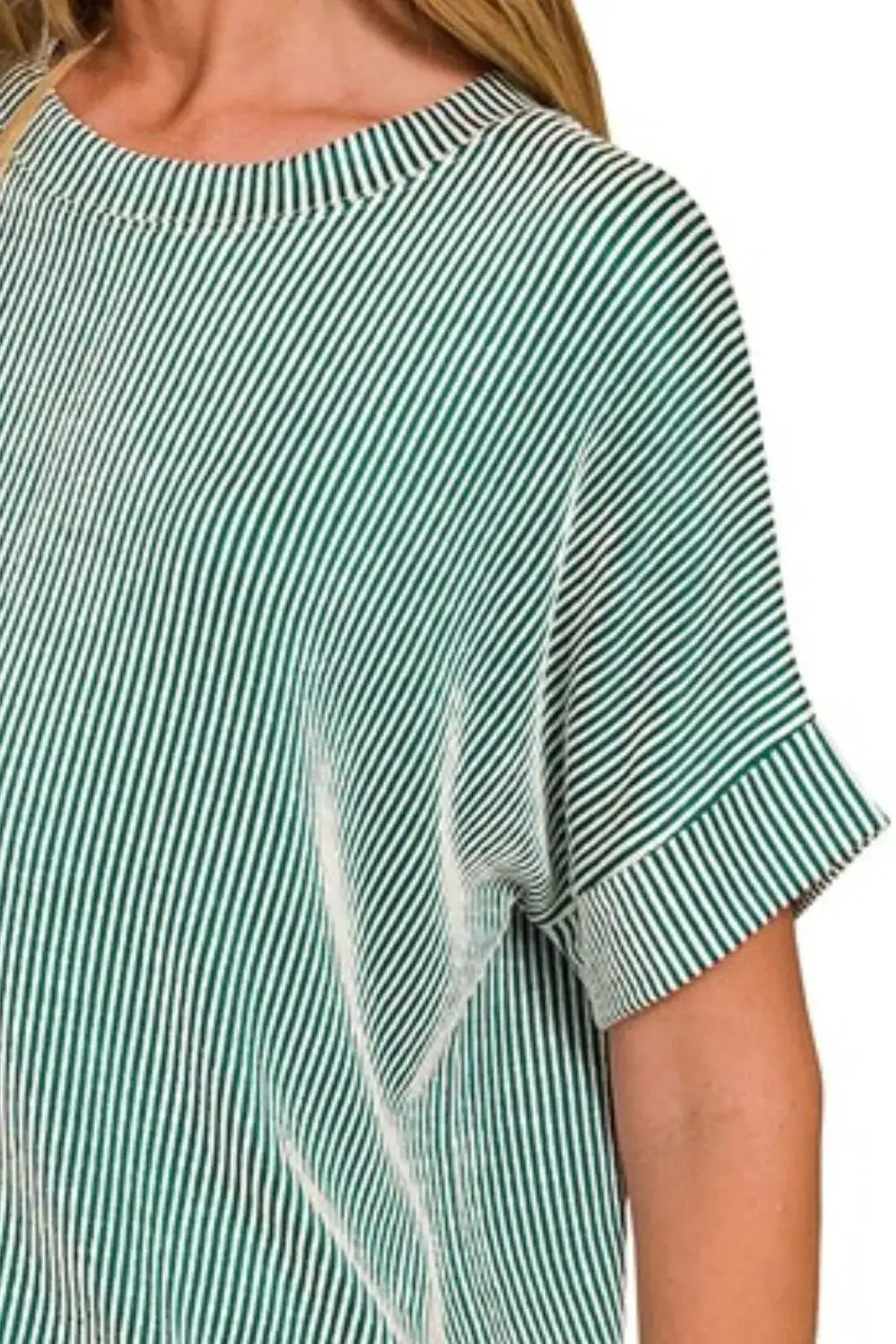 Zenana Corded Rib Short Sleeve T-Shirt by Trendsi