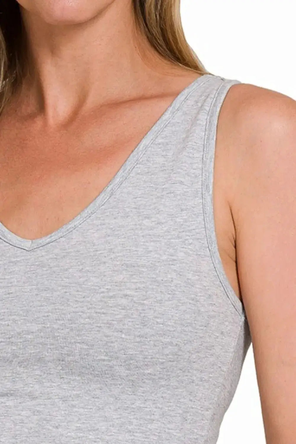 Zenana Cotton V-neck Cropped Cami Top by Trendsi