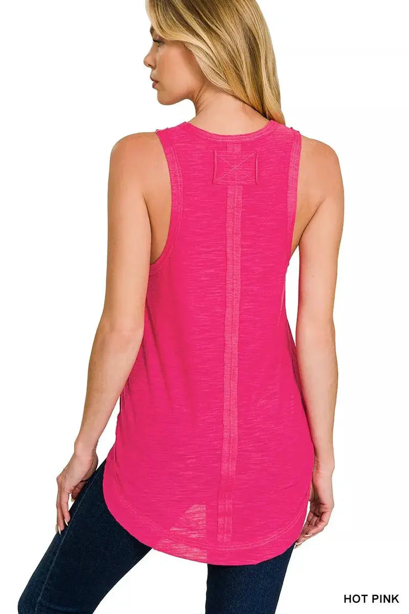 Zenana Curved Hem Slub Tunic Tank by Trendsi