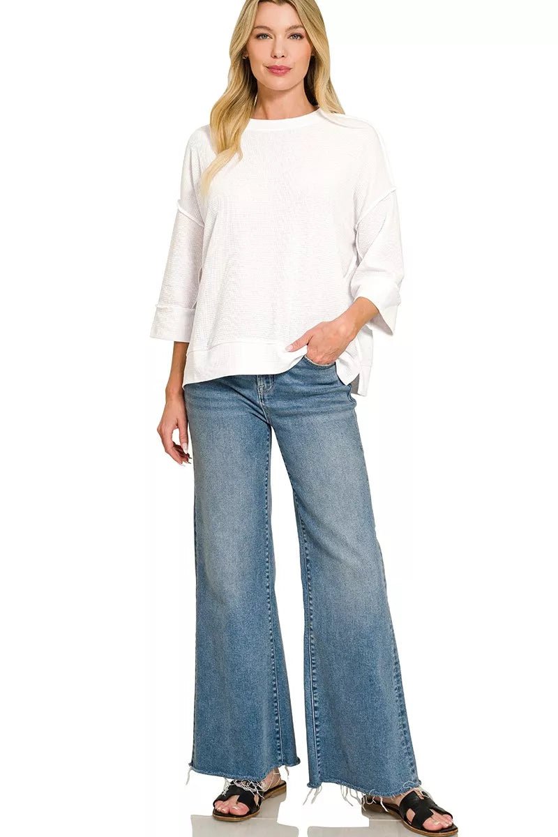 Zenana Double Knit 3/4 Sleeve Top - Bitsy Gypsy Boutique