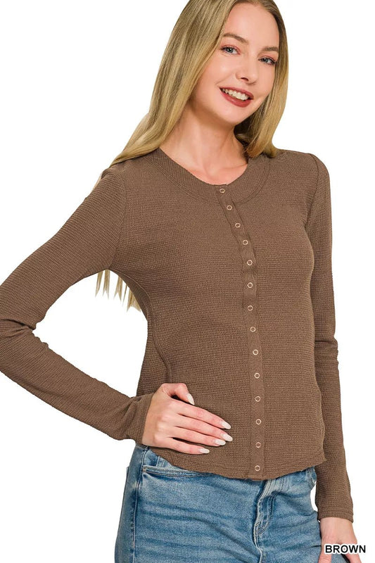 Zenana Double Knit Snap Button Shirts - Bitsy Gypsy Boutique