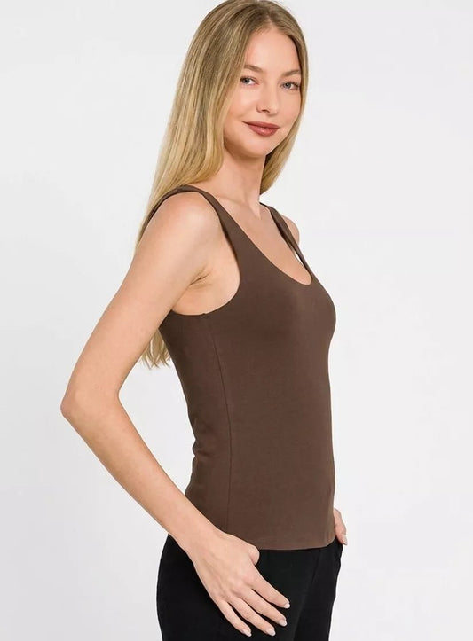 Zenana Double Layered Double Scoop Tank Top - Bitsy Gypsy Boutique
