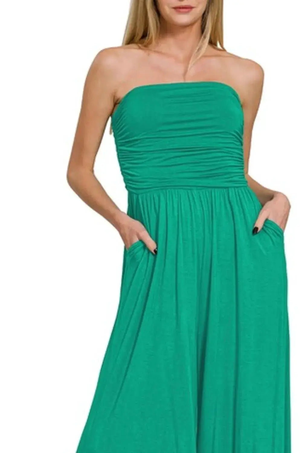 Zenana Double Layered Strapless Tube Top Jumpsuit by Trendsi