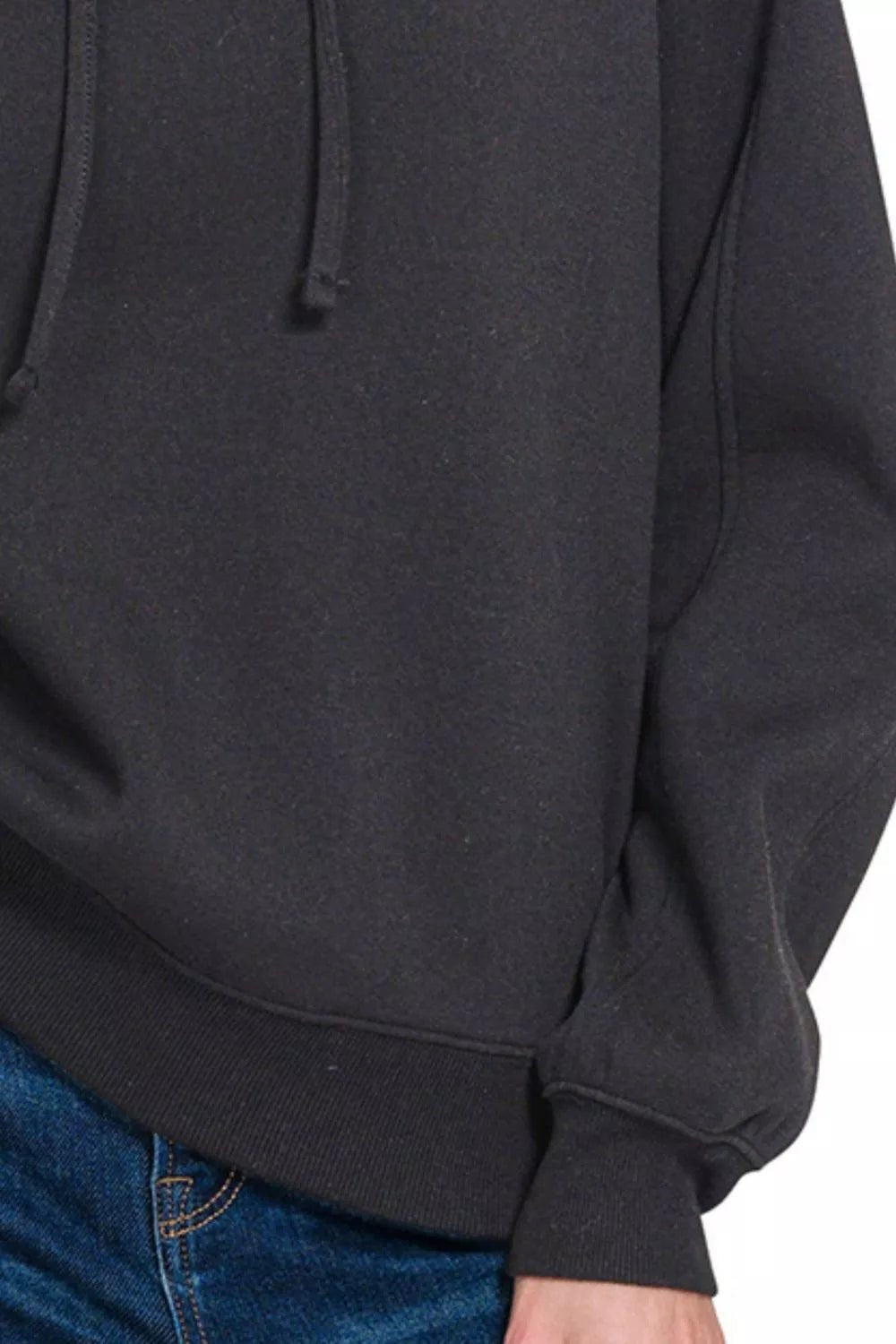 Zenana Drawstring Relaxed Fit Fleece Hoodie - Bitsy Gypsy Boutique