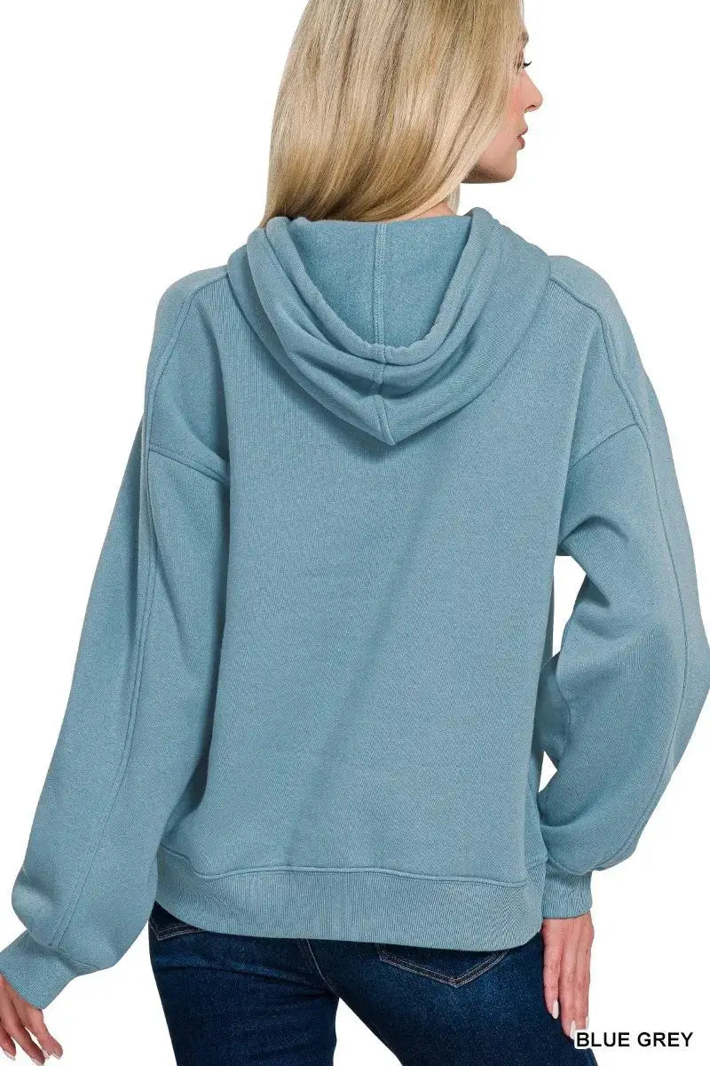 Zenana Drawstring Relaxed Fit Fleece Hoodie by Trendsi