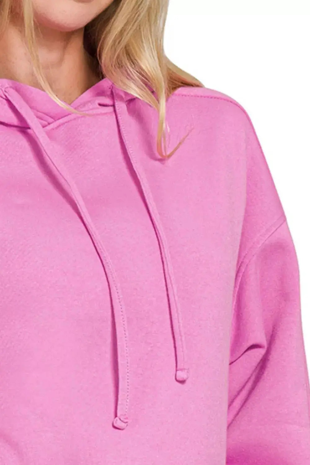 Zenana Drawstring Relaxed Fit Fleece Hoodie by Trendsi
