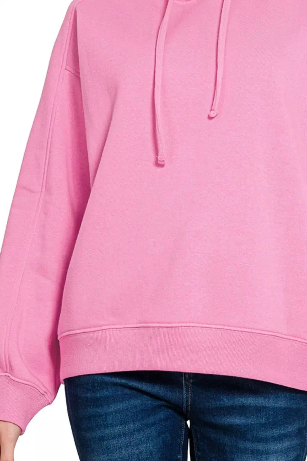 Zenana Drawstring Relaxed Fit Fleece Hoodie by Trendsi