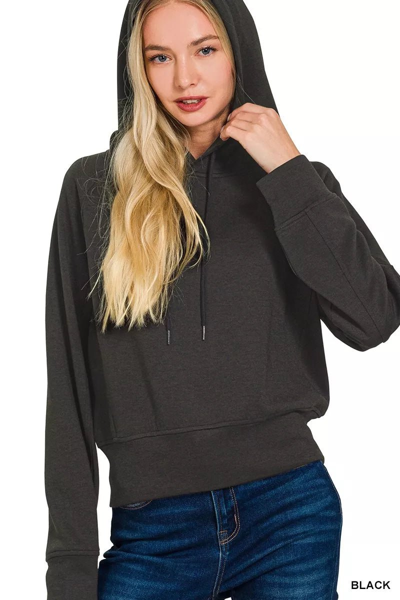 Zenana Drawstring Scuba Hoodie - Bitsy Gypsy Boutique