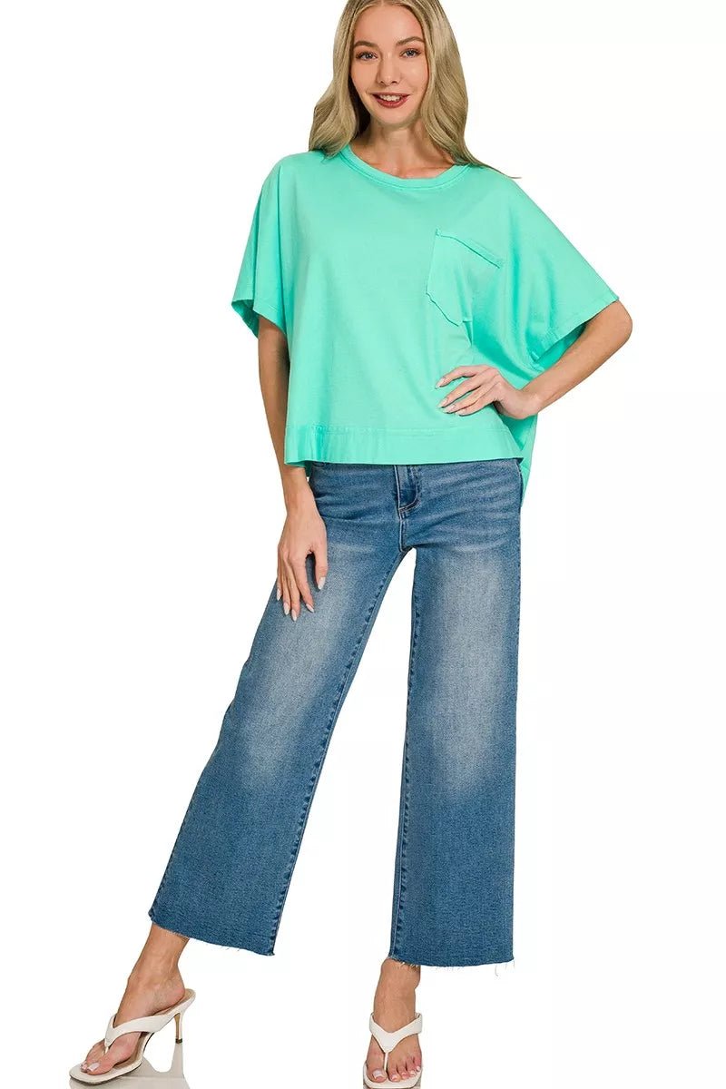 Zenana Exposed Seam Boxy Top - Bitsy Gypsy Boutique