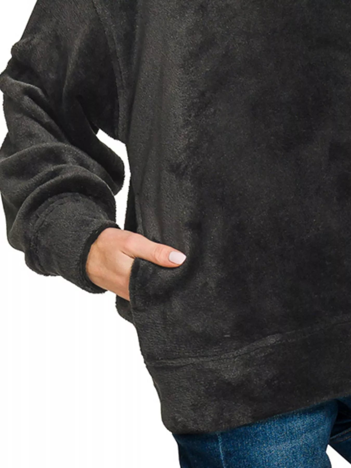 Zenana Faux Fur Half Zip Pocket Pullover - Bitsy Gypsy Boutique