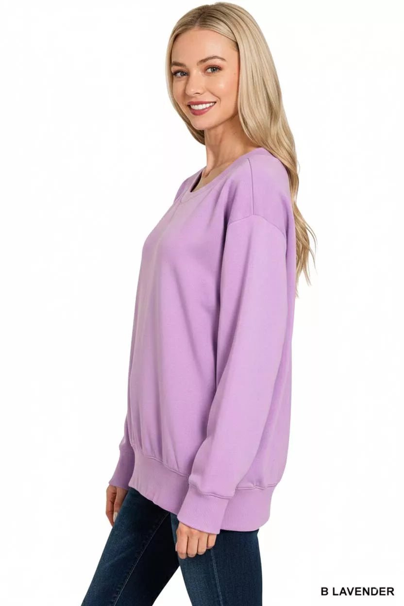 Zenana Fleece Boat Neck Sweatshirt - Bitsy Gypsy Boutique
