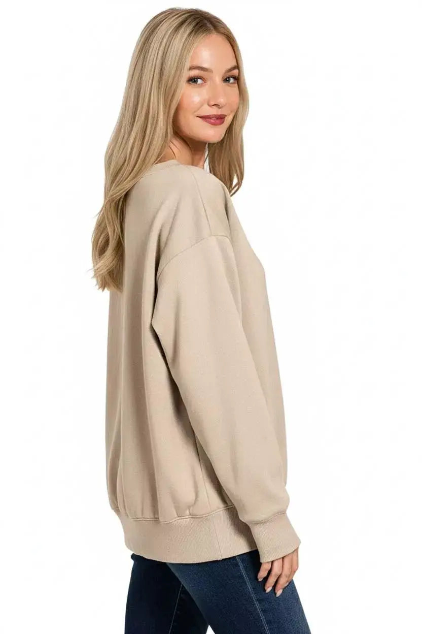 Zenana Fleece Boat Neck Sweatshirt by Trendsi