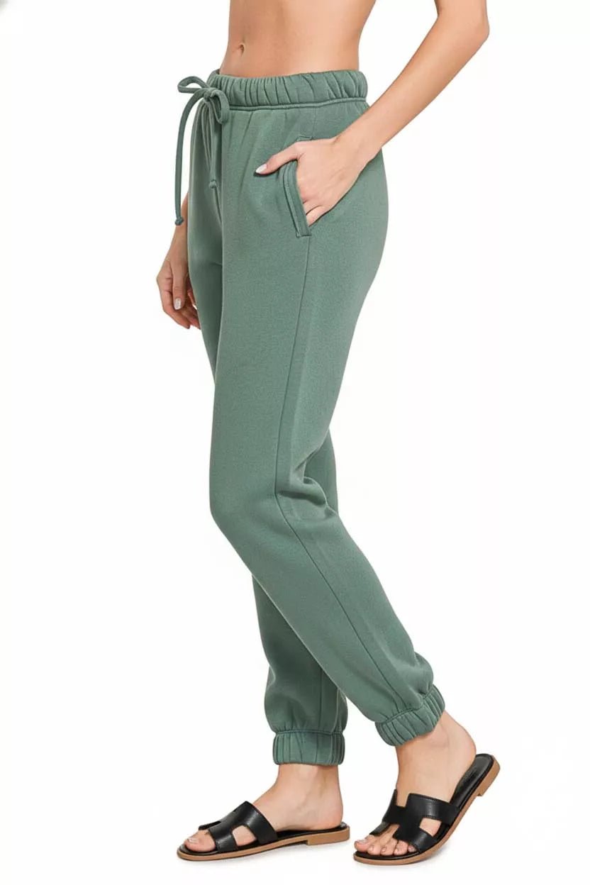 Zenana Fleece Drawstring Joggers With Pocket - Bitsy Gypsy Boutique