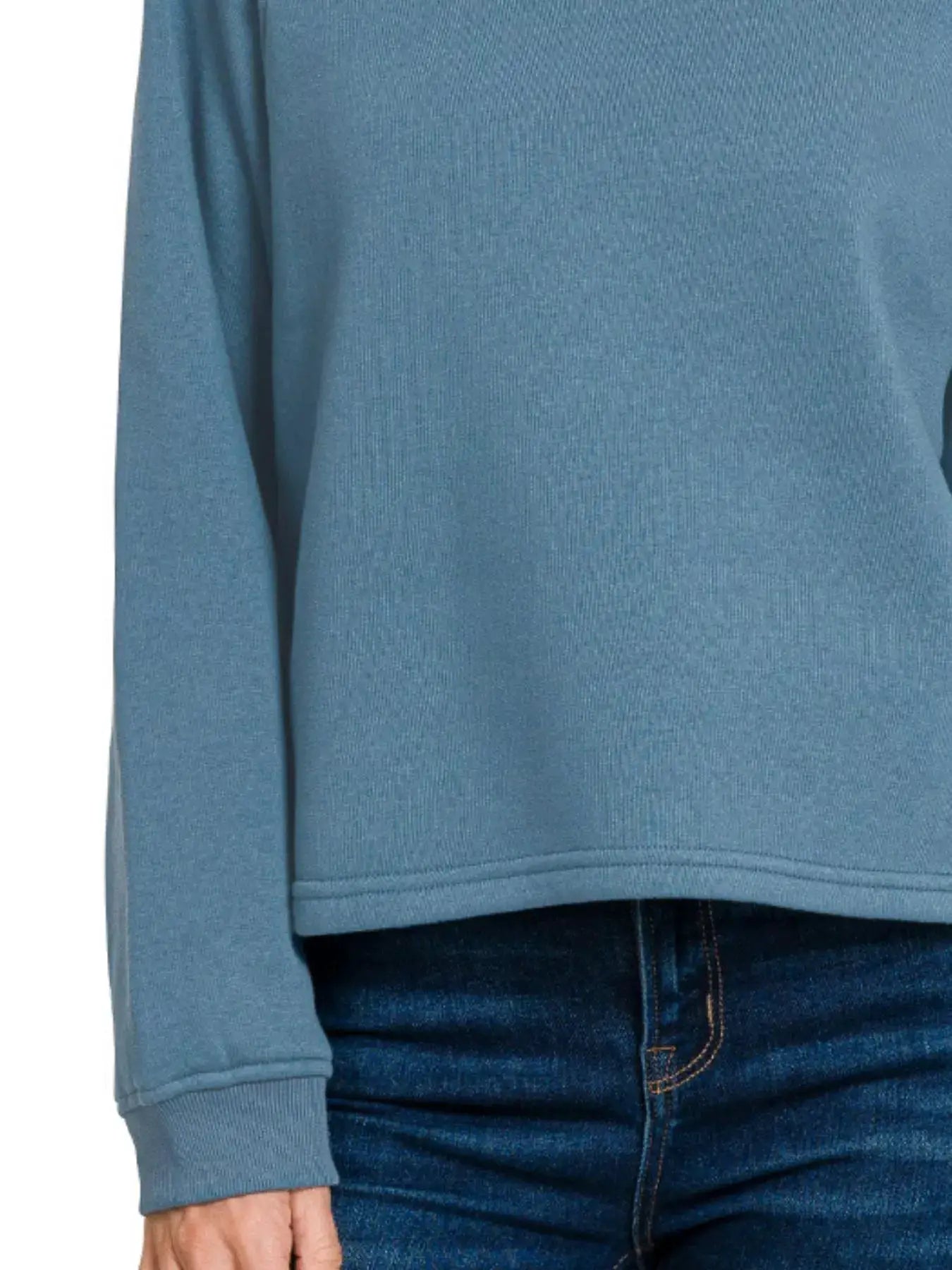 Zenana Fleece Raglan Round-Neck Sweatshirt by Trendsi