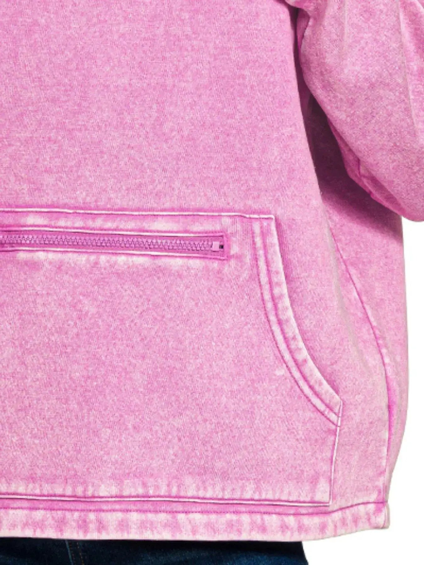 Zenana Fleece Washed High Neck Kangaroo Pocket Sweatshirt by Trendsi